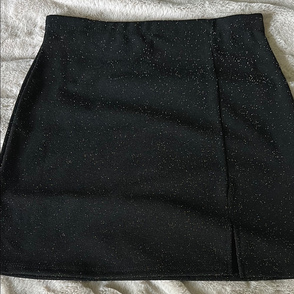 Express Black A-line Sparkle Elastic Waist Mini Skirt for Work Size Medium NWOT
